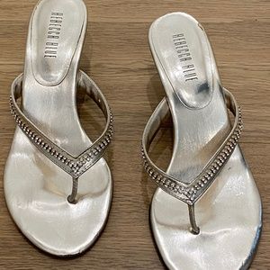 Rebecca Blue Sandals with Kitten Heels and a little bling! New. 6.5